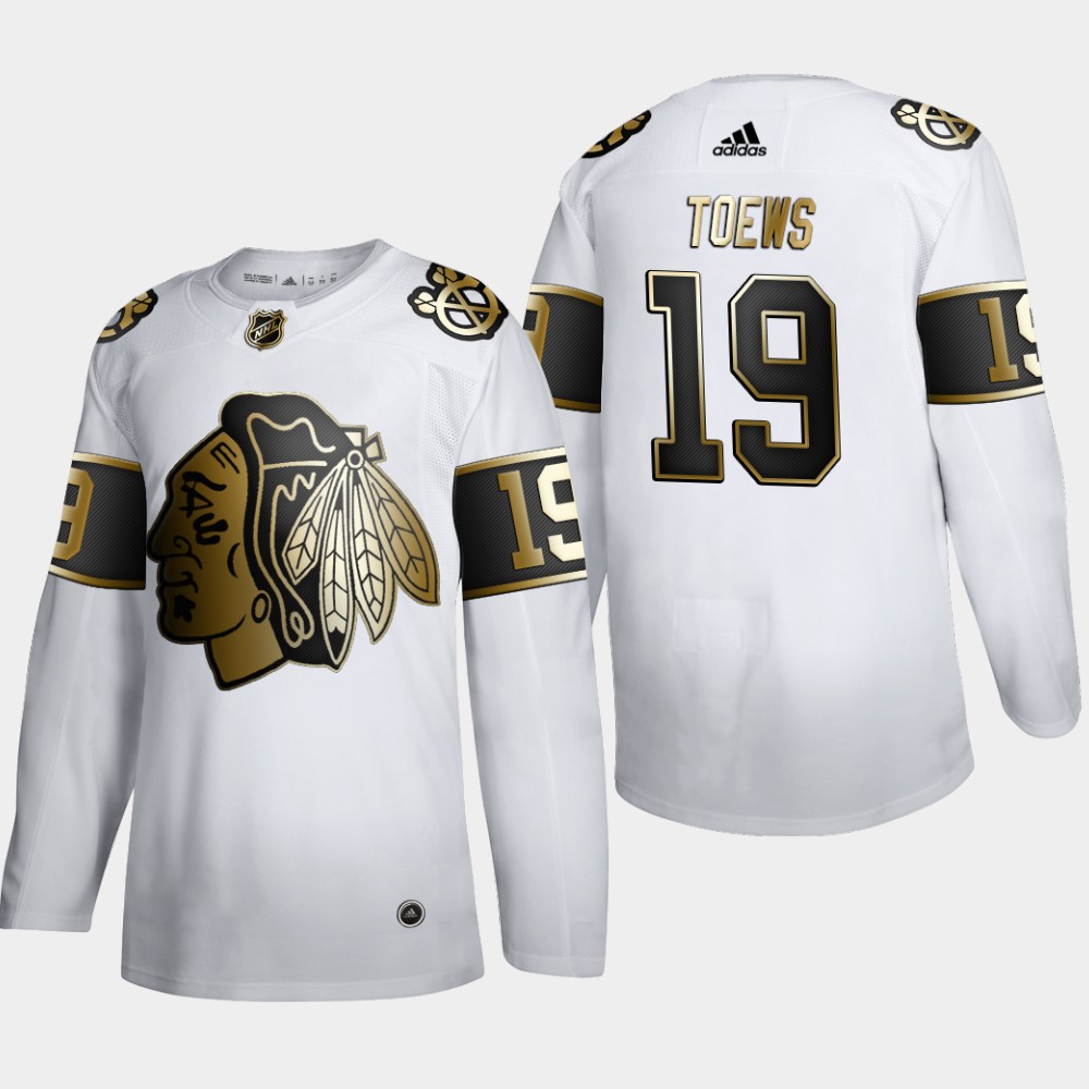 Chicago Blackhawks #19 Jonathan Toews Men Adidas White Golden Edition Limited Stitched NHL Jersey
